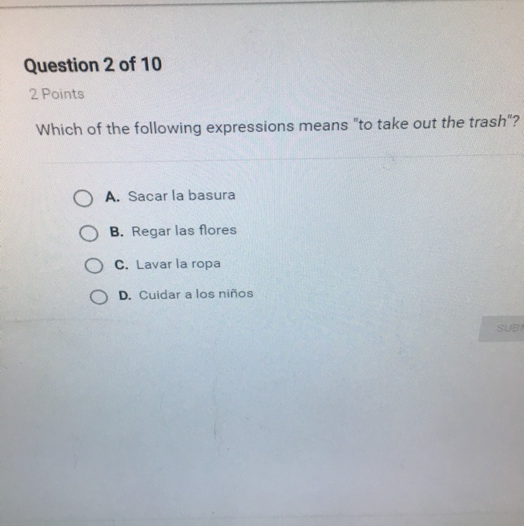 Which of a following expressions means “ to take the trash out”-example-1