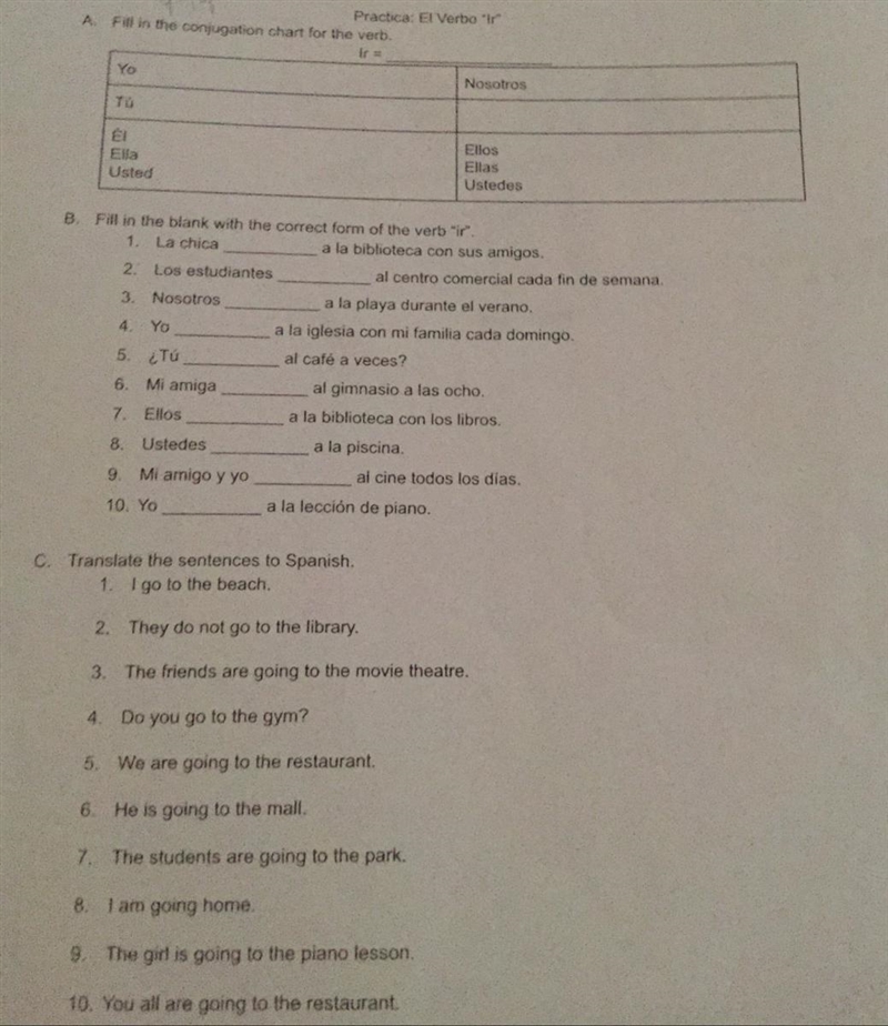 I need the answers with this Spanish work sheet please ASAP!-example-1