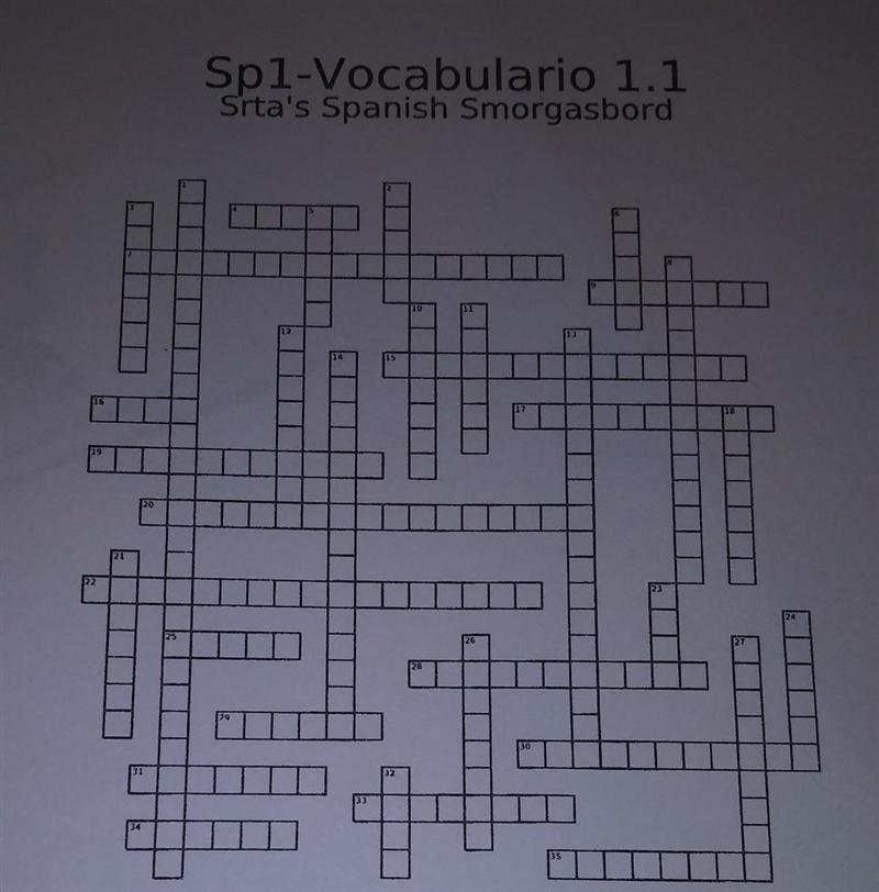 Sp1-vocabulario help me pls spanish 1 crossword puzle ​-example-1