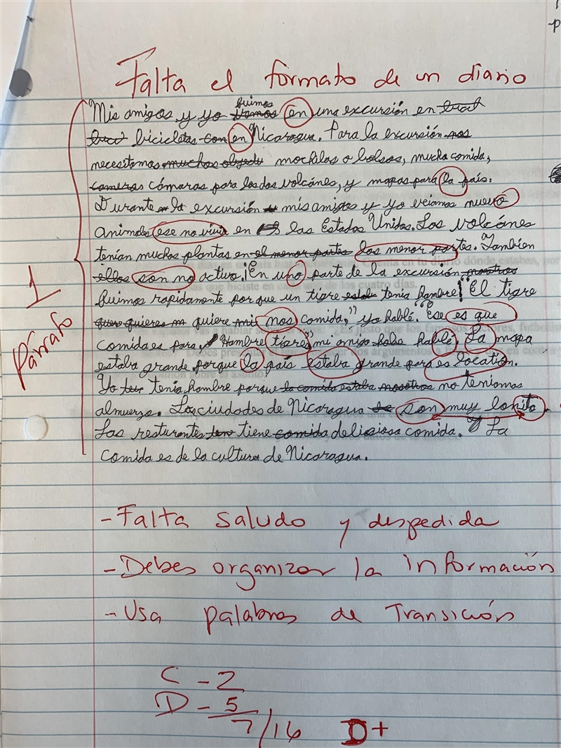 This was the first paper we wrote in the class and my teacher decided to grade it-example-1