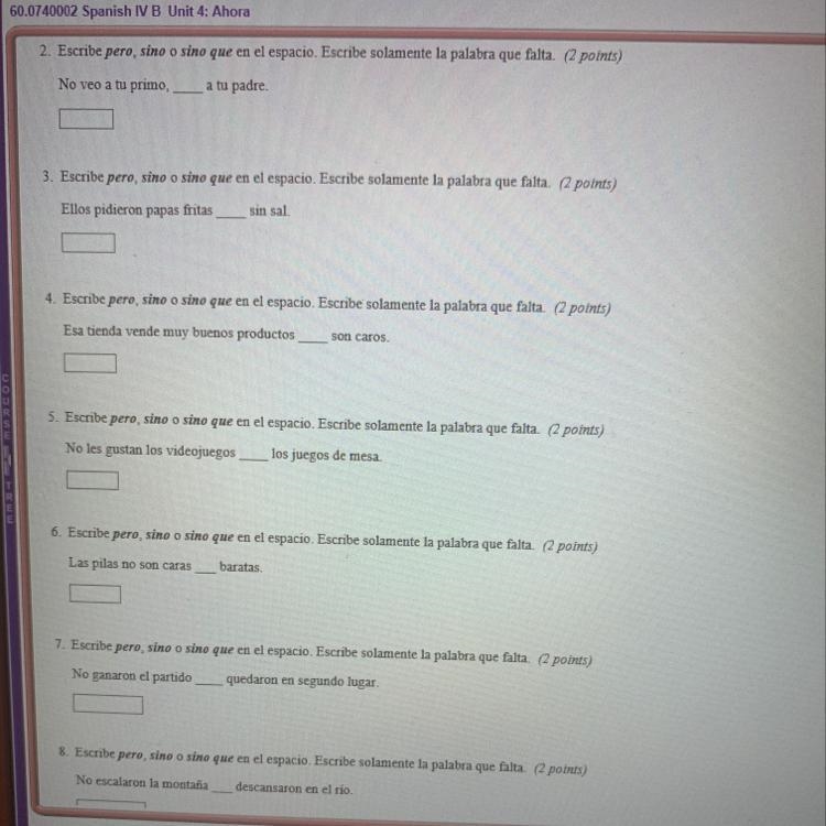 Please help with 2-8! They’re Spanish questions. Thanks!-example-1