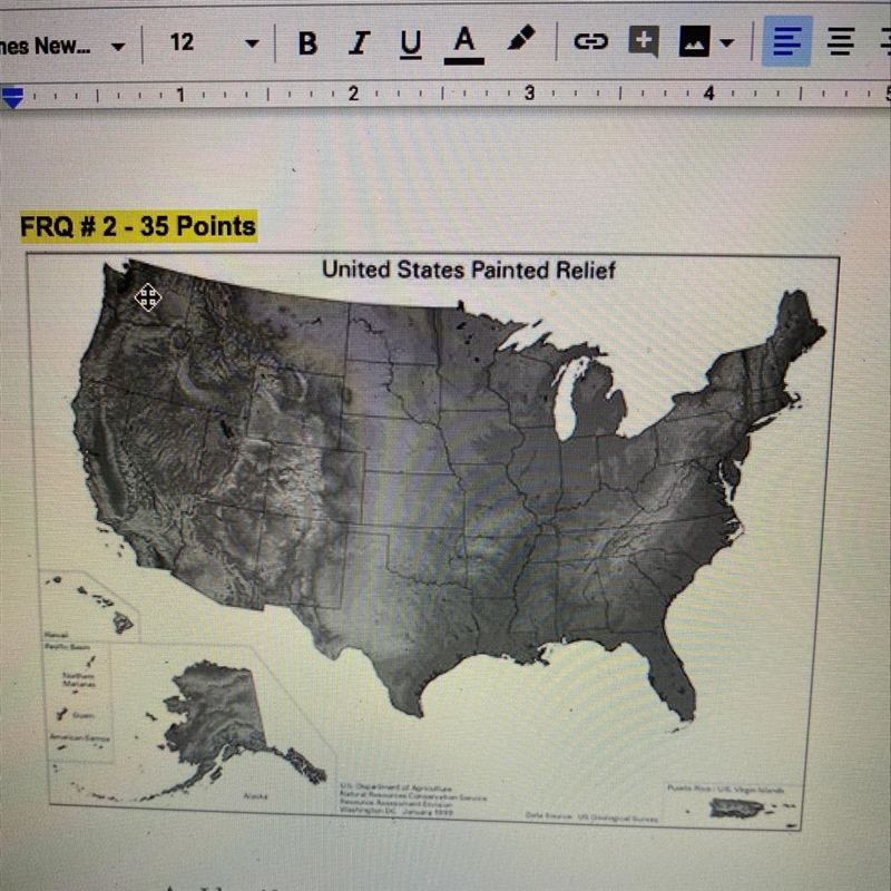 PLEASE HELP!!! A. Identify THREE types of boundaries shown on the map. B. Explain-example-1