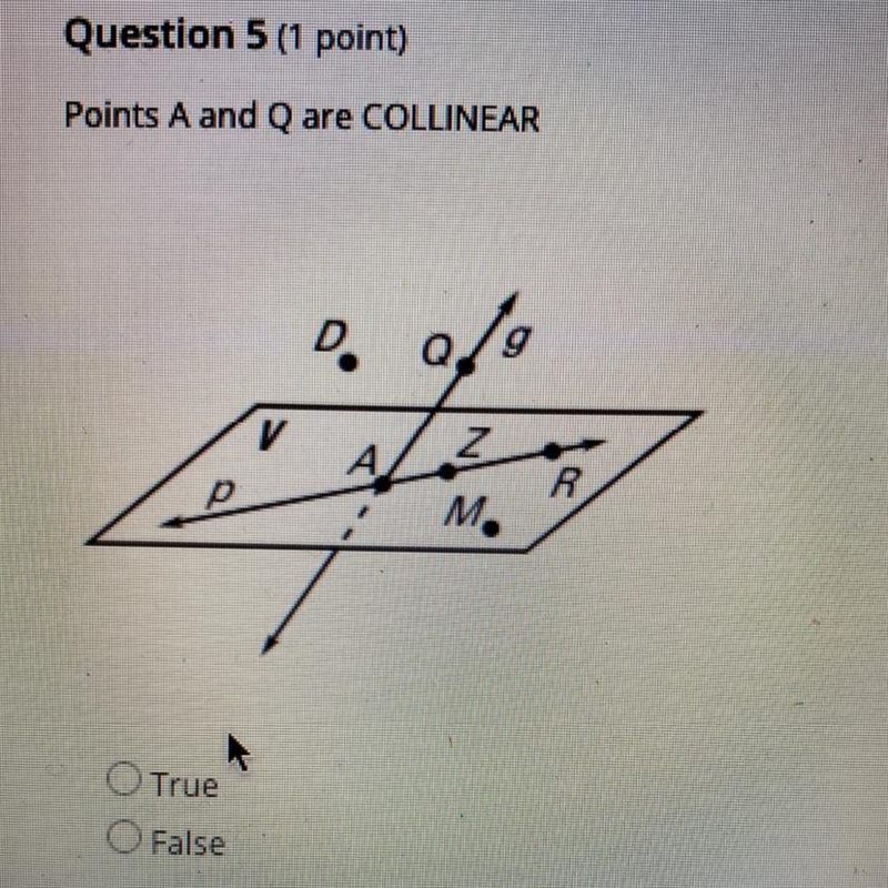 True or false is points a and q collinear?-example-1