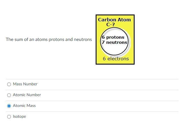 The sum of an atoms protons and neutrons-example-1