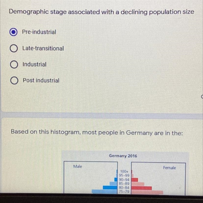 Demographic stage associated with a declining population size-example-1