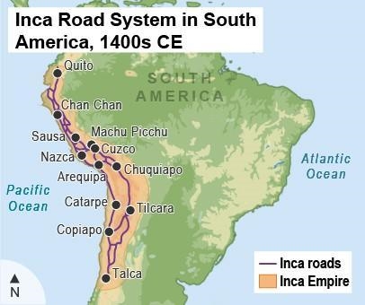 Trade on the Inca roads differed most strongly from trade on the Silk Road in which-example-1