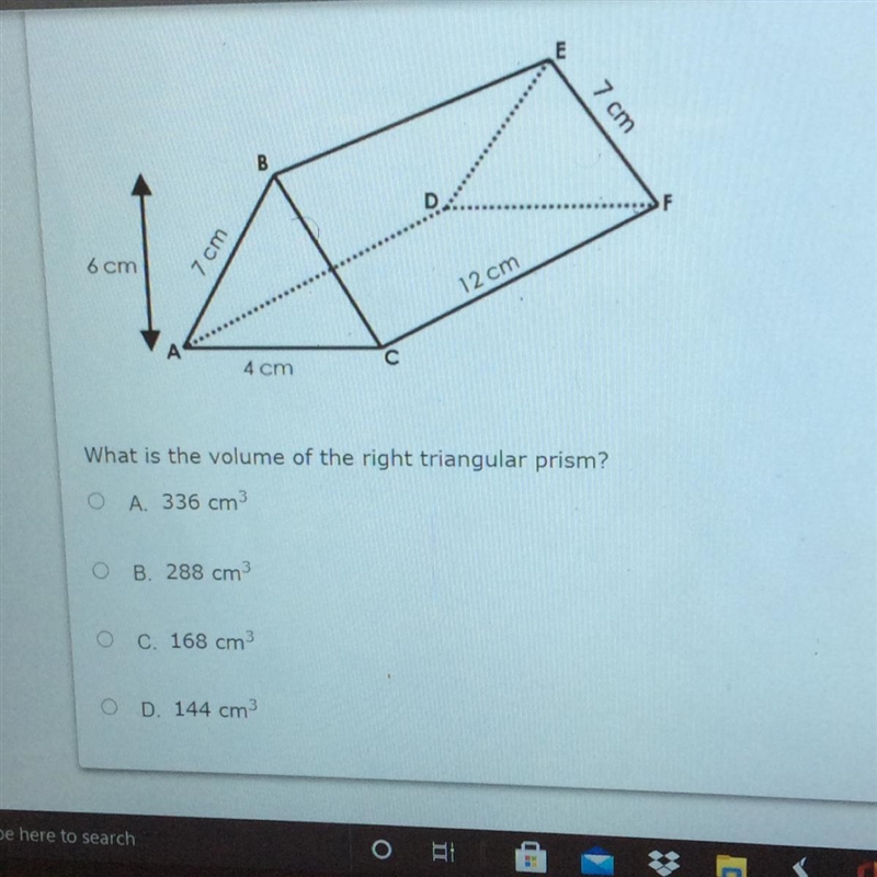 What is the volume of the right triangular prism?-example-1