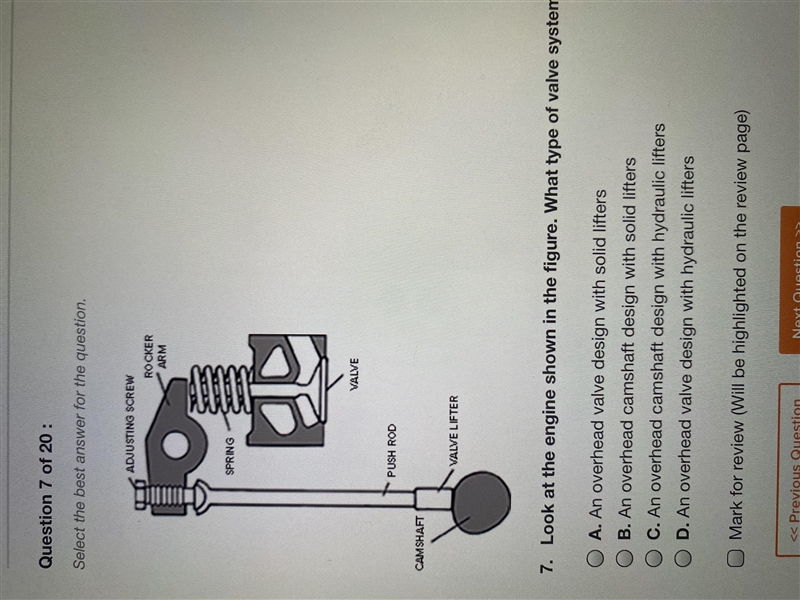 Look at the engine shown in the figure. What type of valve system does the engine-example-1