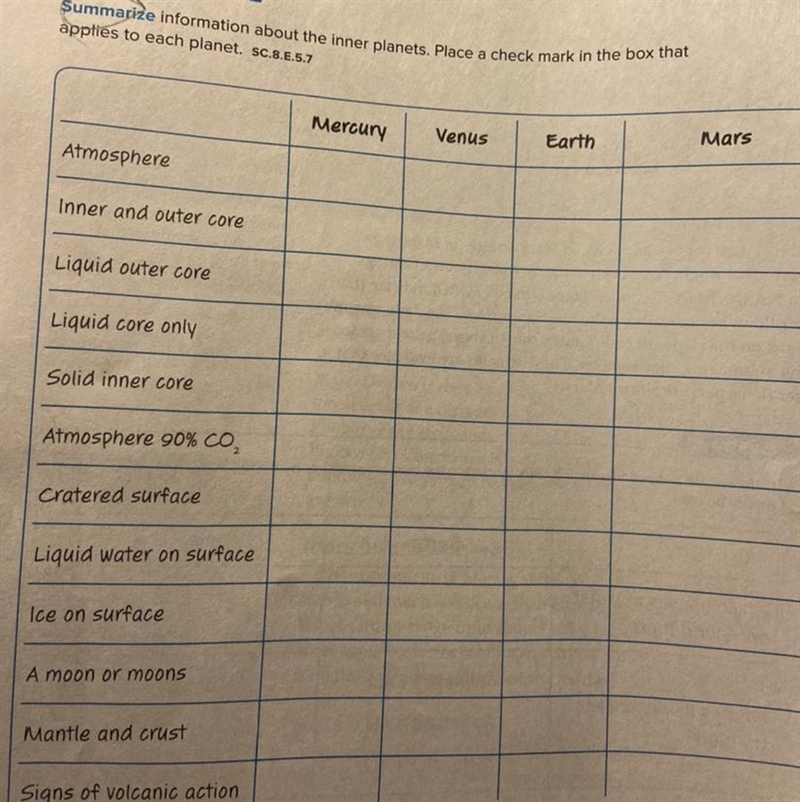 It says to place a check in the box that applies to each planets. Please please please-example-1