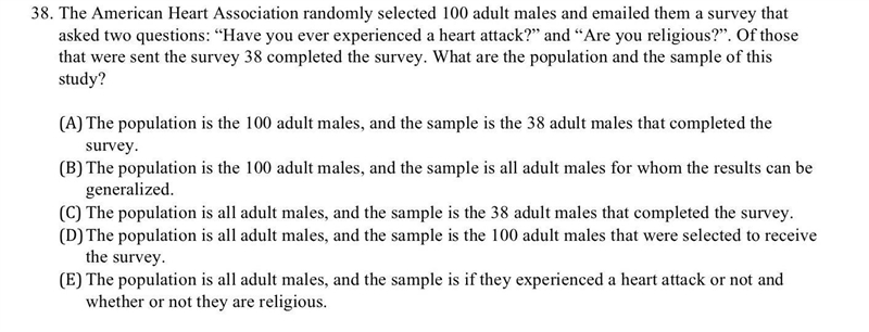 38. What are the POPULATION and SAMPLE of this study? ​-example-1