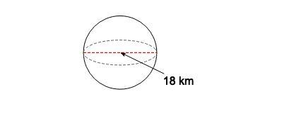 Find the volume of the figure. A) 972π km3 B) 741π km3 C) 7776π km3 D) 1368π km3-example-1