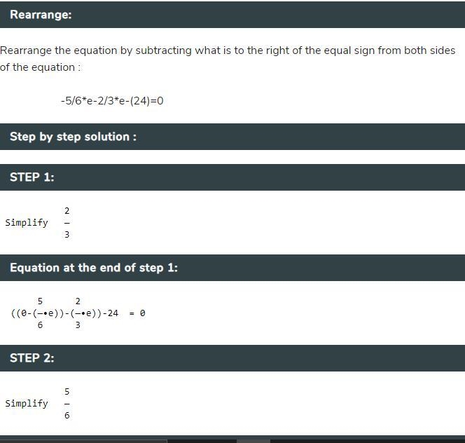 -5/6e-2/3e=24 Ik the answer is -16 cuz i guessed but now I gotta show my work...-example-1