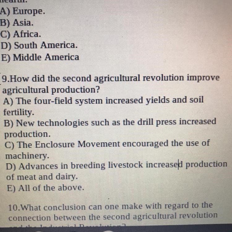 How did the second agricultural revolution improve agricultural production? Please-example-1