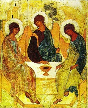 This painting entitled, The Old Testament Trinity, is an example of _______________ art-example-1