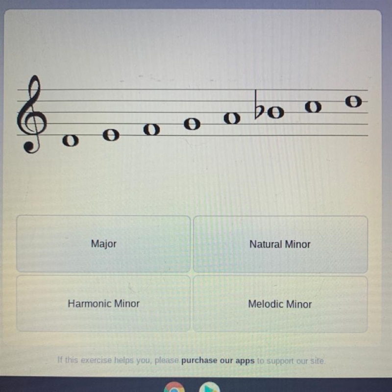 Helppppppp I need to know if it’s a major, natural minor, harmonic minor, or melodic-example-1