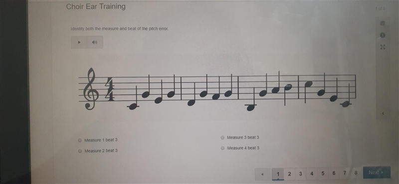 Identify both the measure and beat of the pitch error-example-1