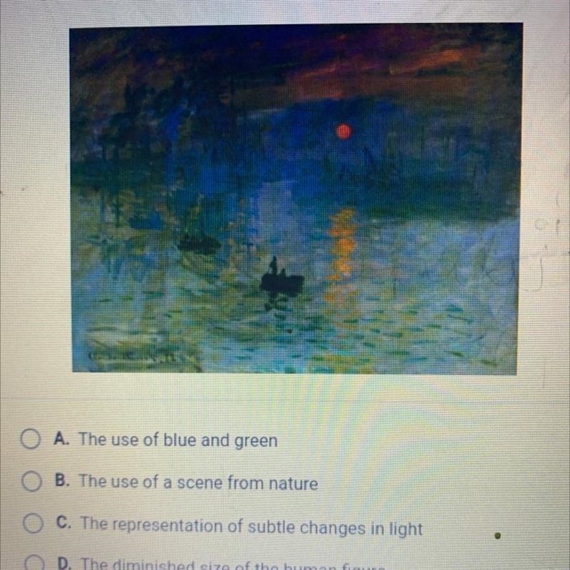 Look at this painting by Claude Monet. What makes it an Impressionist painting? A-example-1