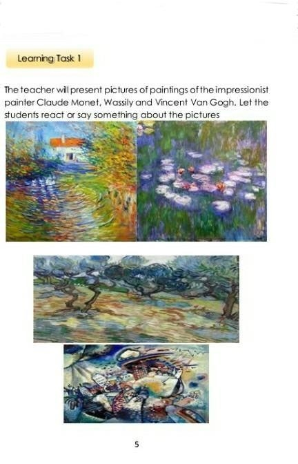 The teacher will present pictures of paintings of the impressionist painter Claude-example-1