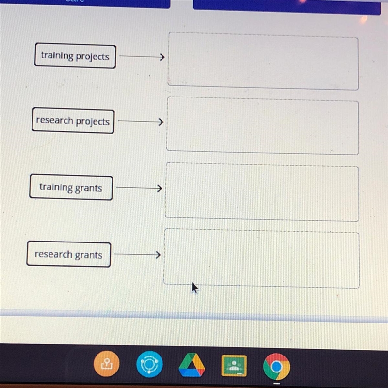 10 Drag the tiles to the correct boxes to complete the pairs. Match the types of projects-example-1