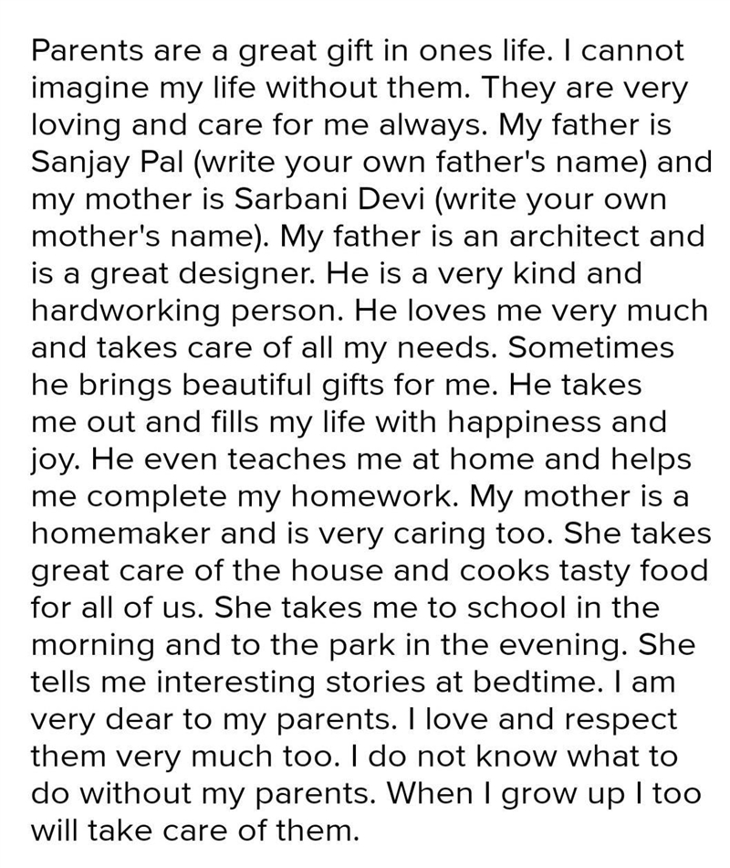 Paragraph on my parents​-example-1