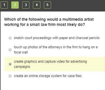 Which of the following would a multimedia artist working for a small law firm most-example-1