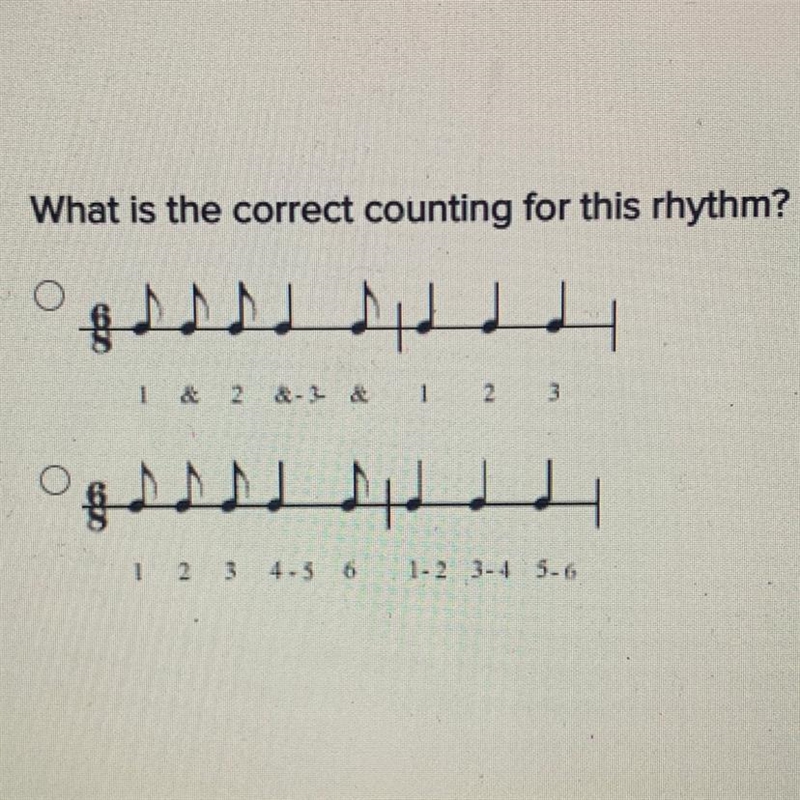 What is the correct counting for this rhythm? A or B?-example-1