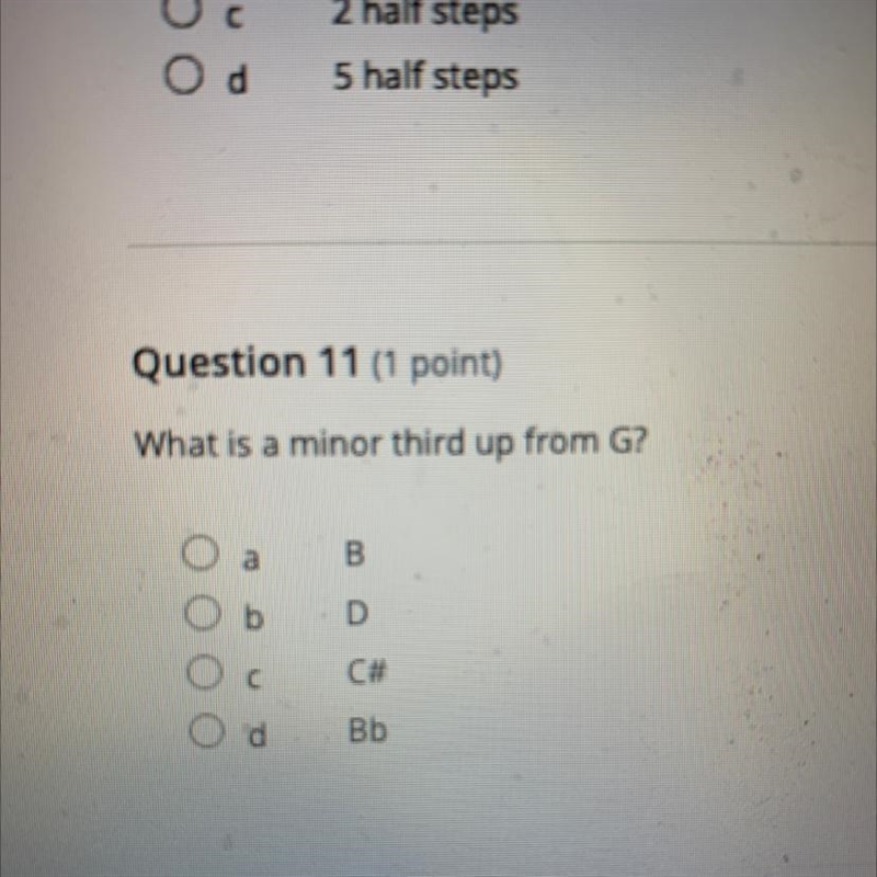 What is a minor third up from G?-example-1