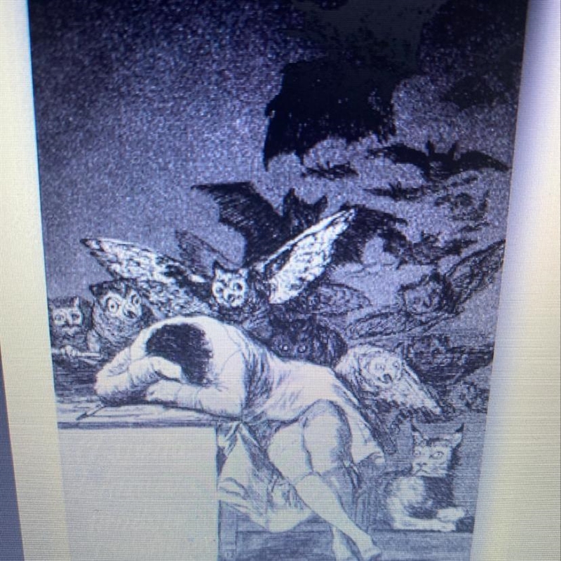 In the painting above, the artist suggests that when sleeps, monstrous things will-example-1