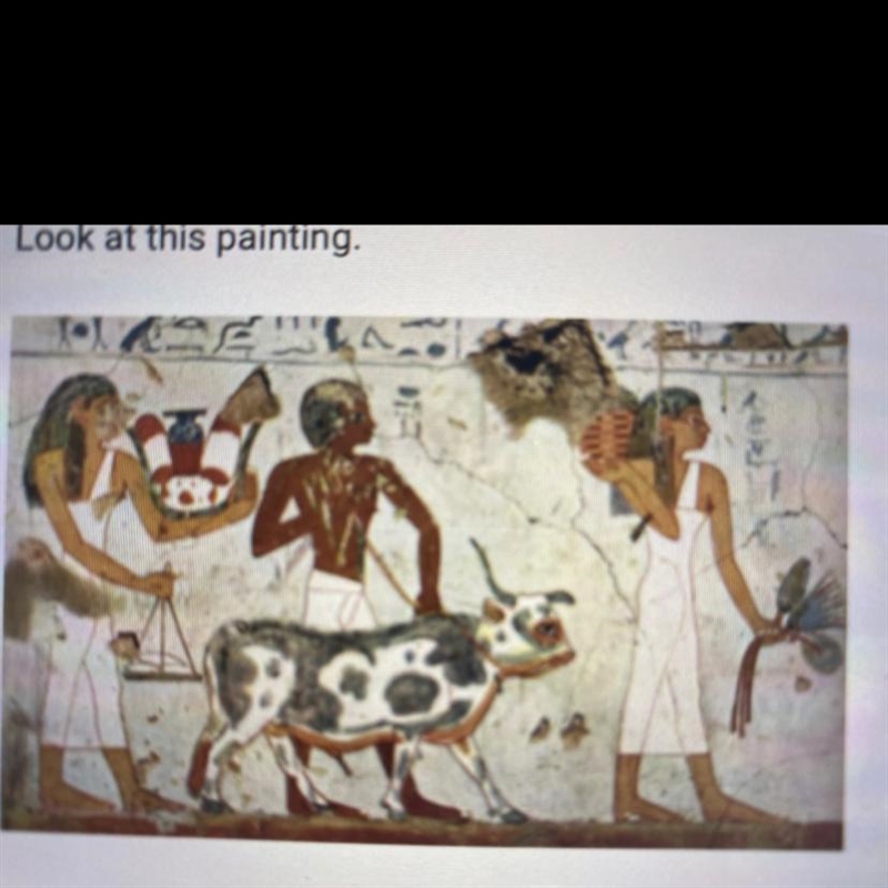 Look at this painting. This painting was discovered in: A. an Egyptian tomb. B. a-example-1