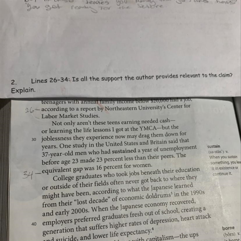 2. Lines 26-34: Is all the support the author provides relevant to the claim? Explain-example-1