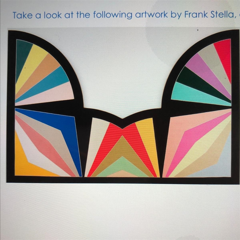 Take a look at the following artwork by Frank Stella, discuss how balance was created-example-1