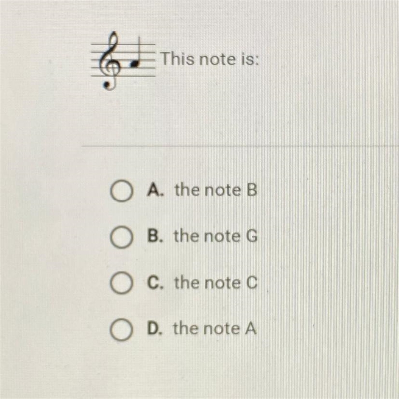 This note is: A. the note B B. the note G C. the note C D. the note A-example-1