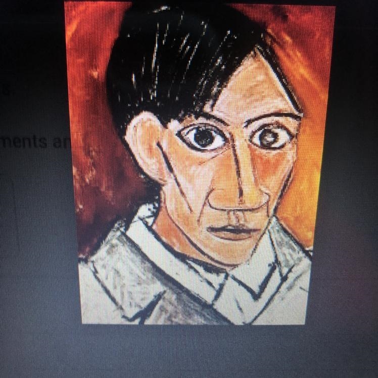 Briefly discuss this self portrait of Pablo Picasso, 1907. Identify the the art elements-example-1