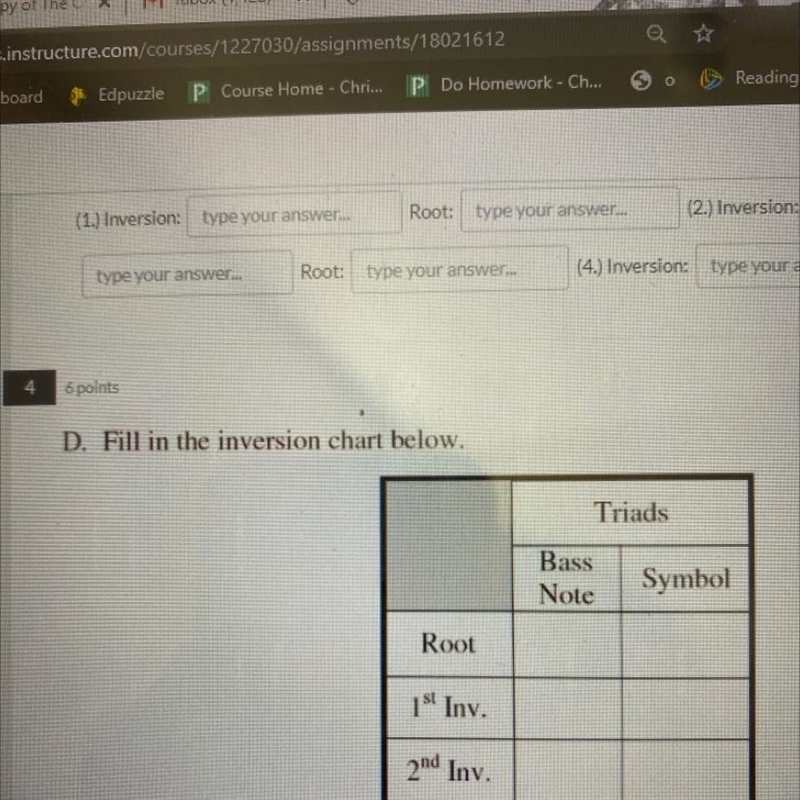 D. Fill in the inversion chart below. I need the blanks-example-1