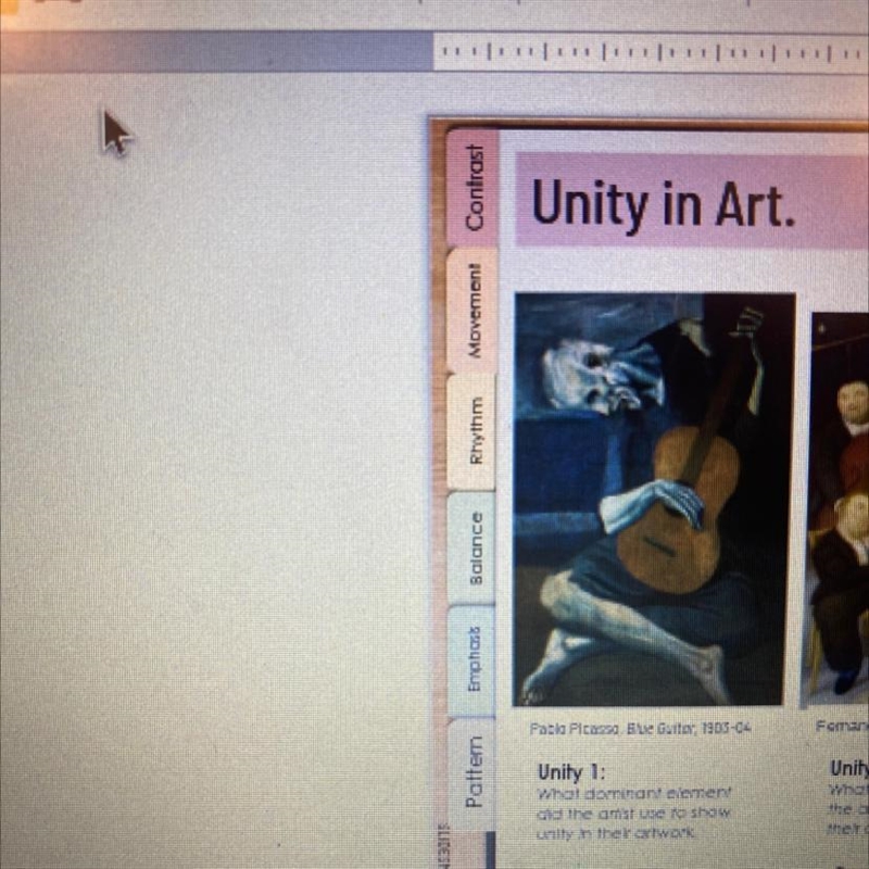 What dominant element did the artist use to show unity in their artwork?-example-1