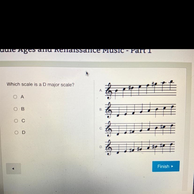 Which scale is a D major scale? help plss-example-1