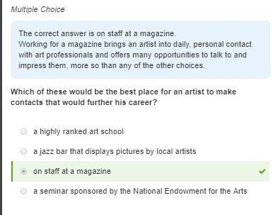 Multiple Choice Which of these would be the best place for an artist to make contacts-example-1