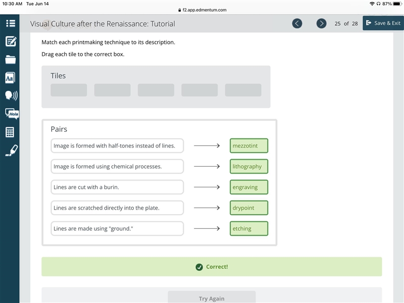 Drag each label to the correct location on the image Match each tool, material, or-example-1