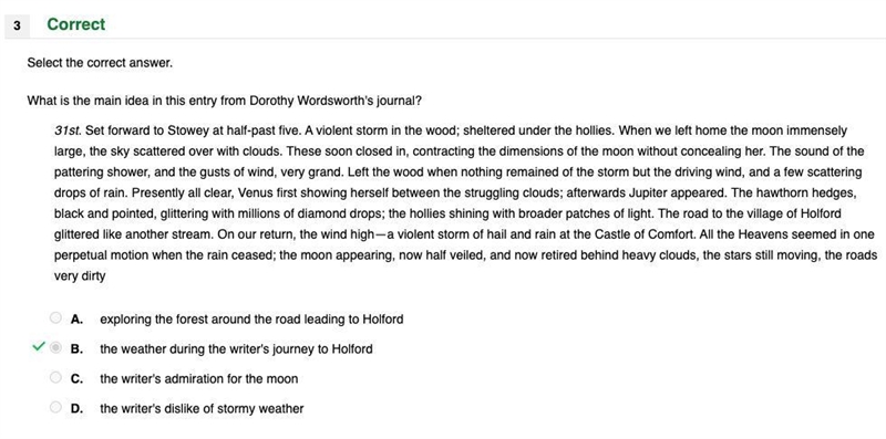 What is the main idea for Dorothy Wordworth’s Journal?-example-1