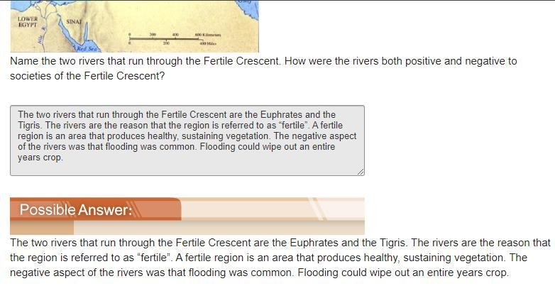 Answer the following question in 3-4 complete sentences. A map of the Fertile Crescent-example-1