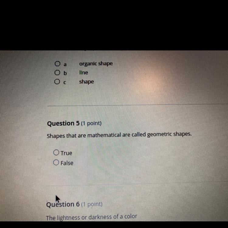 Shapes that are mathematical are called geometric shapes. O True False-example-1