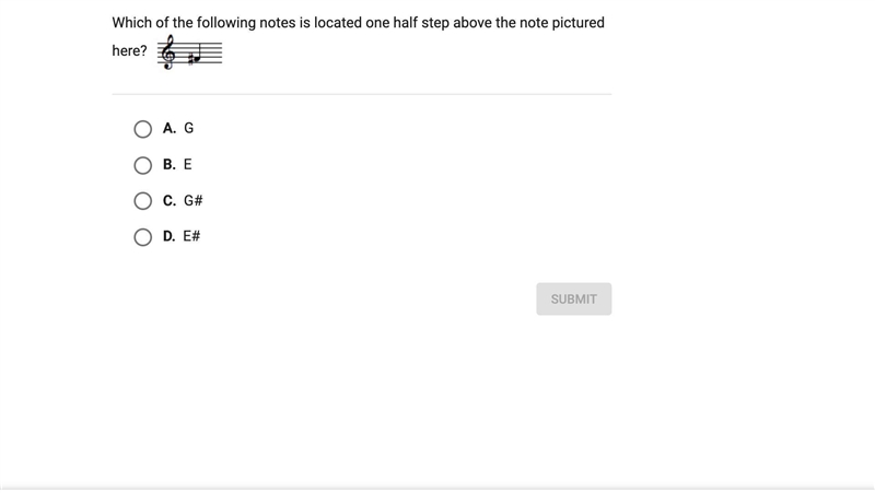 Which of the following notes is located one half steep above the note pictured here-example-1