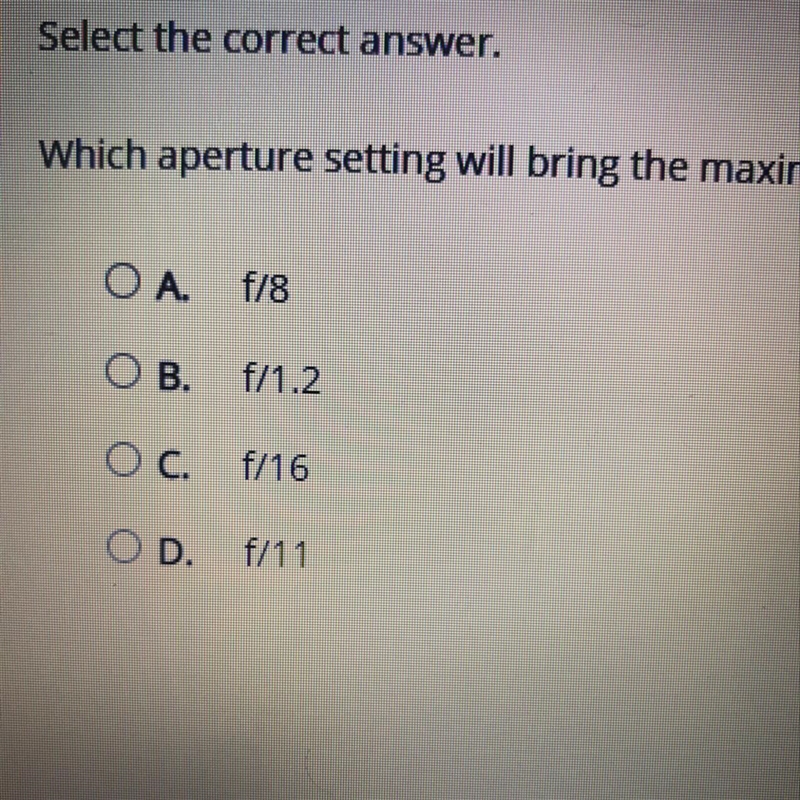 Which aperture setting will bring the maximum area into acceptable focus before and-example-1