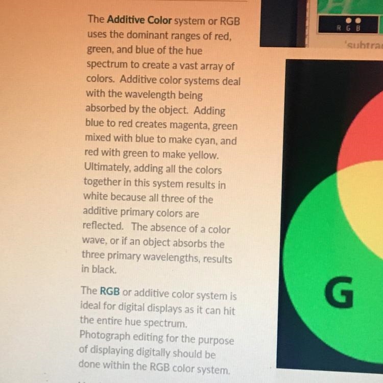 can someone give me a definition on Additive color? I have provided a already typed-example-1