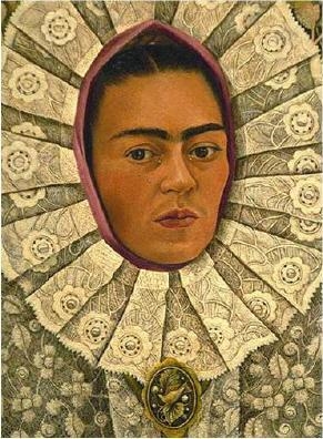 Who painted the self-portrait above? a. Frida Kahlo c. Dorothea Lange b. Honre Daumier-example-1