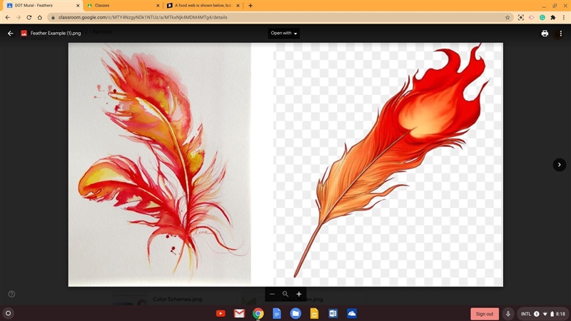 I have a question?? If you draw good like very good can you draw me a feather in flames-example-1