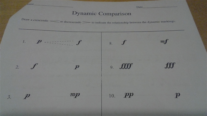 (PLEASE HELP ME) (Choir) Draw a crescendo or decrescendo to indicate the relationship-example-1