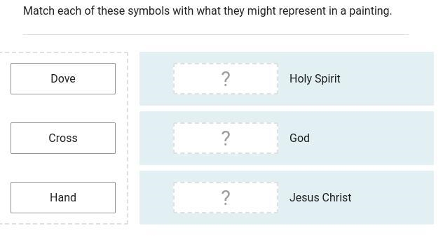 Match each of these symbols with what they might represent in a painting.-example-1