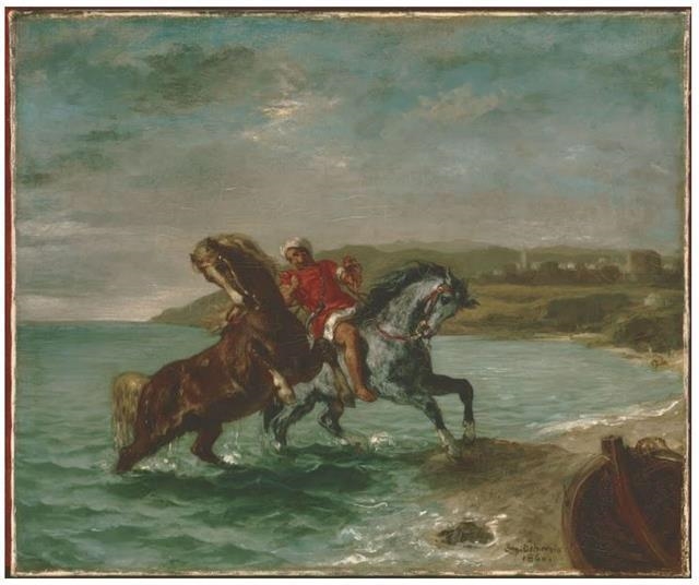 Instructions: Take a minute to really study Ferdinand-Victor-Eugene Delacroix’s Horses-example-1