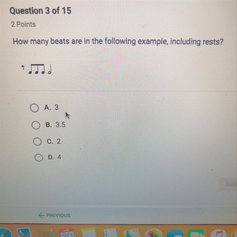 How many beats are in the following example, including rests?-example-1